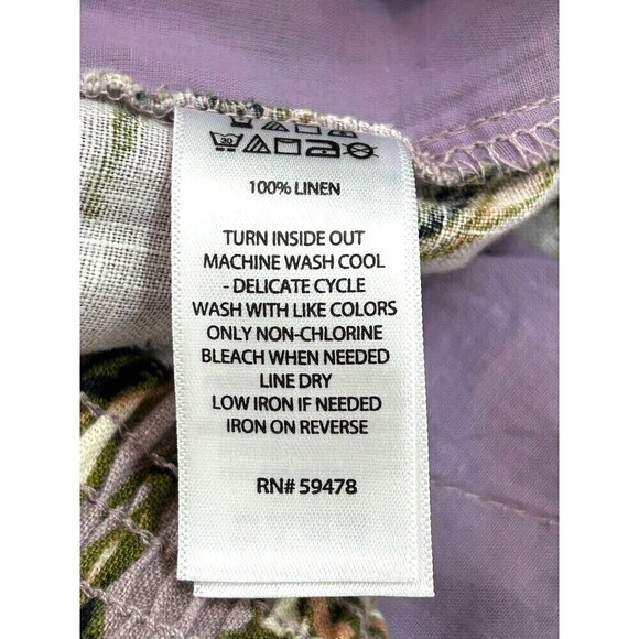 Tahari Womens Sz L Linen Purple Wide Leg Cropped Pants Pull On Elastic Waist E2 - Picture 12 of 12